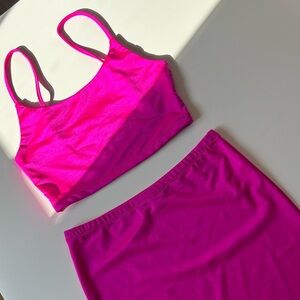 Hot Pink Two-Piece Crop Top & Skirt